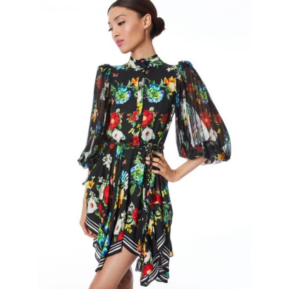 Alice + Olivia Milda Button Front Belted Mini Dress